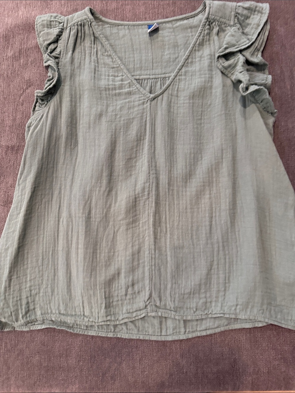 Old Navy Light Sage Ruffle Sleeve V-Neck Top